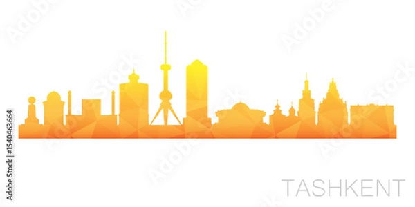 Fototapeta Tashkent, Uzbekistan Low Poly Skyline Clip Art City Design. Geometric Polygon Graphic Horizon Icon. Vector Illustration Symbol.