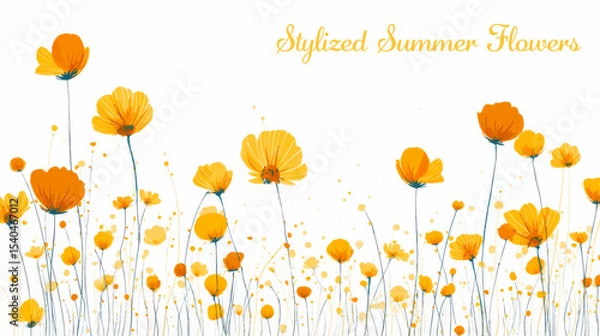 Fototapeta Abstract decorative composition with colorful flowers and floral elements