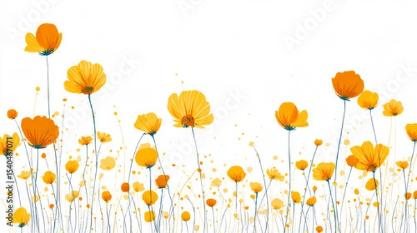 Fototapeta Abstract decorative composition with colorful flowers and floral elements