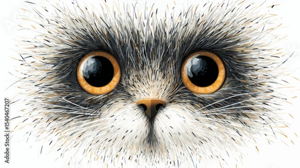 Fototapeta A stylized head of a funny cat