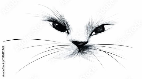 Fototapeta A stylized head of a funny cat
