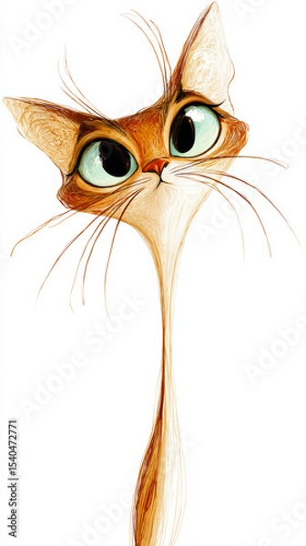Fototapeta A stylized head of a funny cat