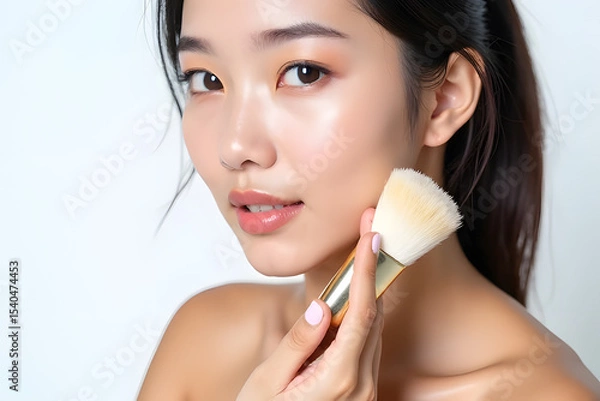 Fototapeta Woman Applying Makeup with a Brush