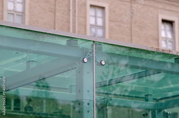 Fototapeta Architectural Structure in Modular Glass, with a modern and functional design. Projects of the contemporary modular structure with construction details of the modules on the facade of the building.