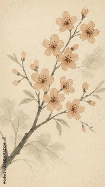 Obraz Elegant cherry blossom illustration.