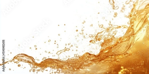 Obraz Golden Splash of Liquid: A dynamic splash of golden liquid with bubbles and waves swirling gracefully. A refreshing movement frozen in time, showcasing a texture and color.