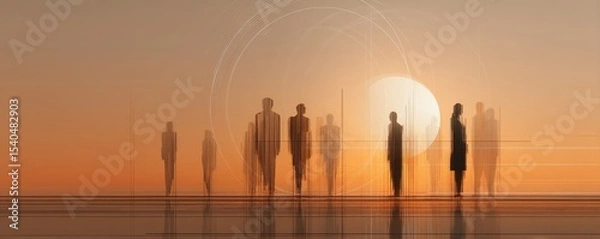 Obraz Silhouetted Figures at Sunset