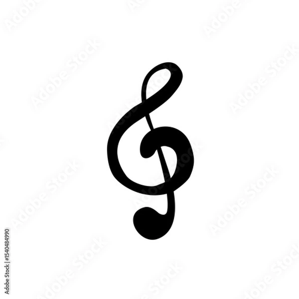 Fototapeta treble clef on white background. Treble Clef Music Symbol Solid Icon