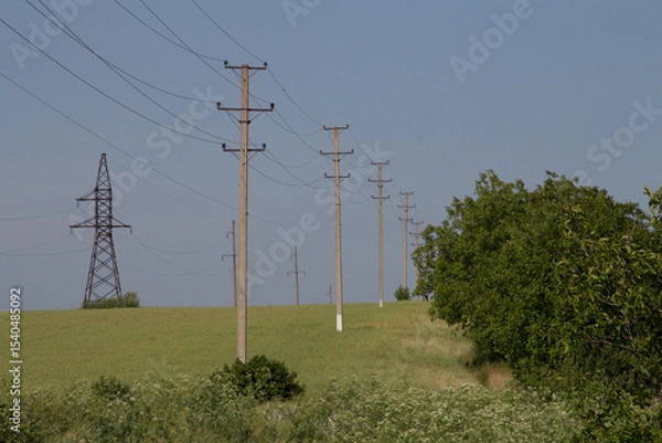 Obraz Power lines in a field