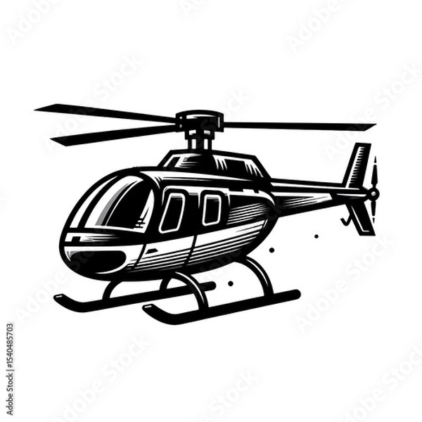 Obraz vector illustration of a helicopter, helicopter, black and white, image, vector, wallpaper
