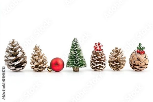 Fototapeta Delightful Christmas Moments Isolated on White Background, Depth of Field