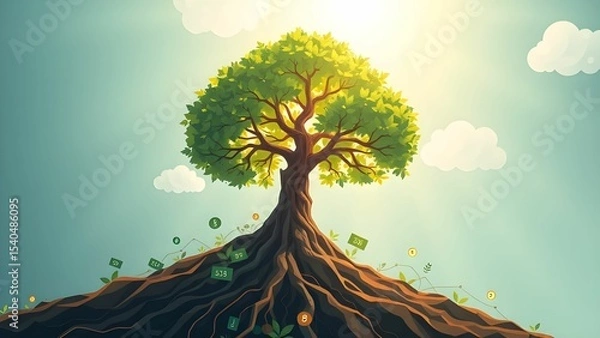 Obraz business graph with trees