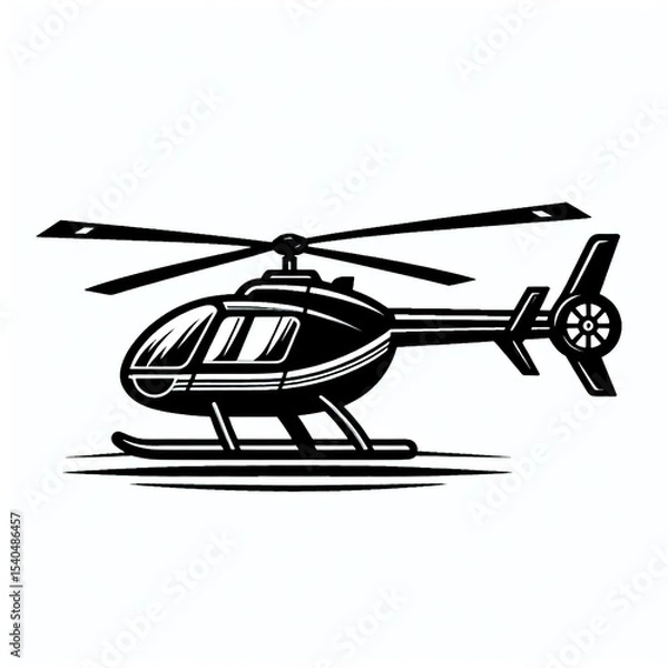 Obraz vector illustration of a helicopter, helicopter, black and white, image, vector, wallpaper