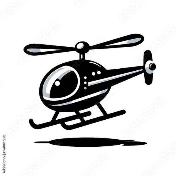Obraz vector illustration of a helicopter, helicopter, black and white, image, vector, wallpaper