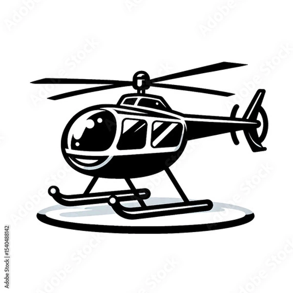 Obraz vector illustration of a helicopter, helicopter, black and white, image, vector, wallpaper