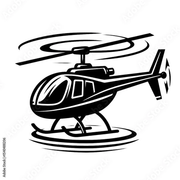 Obraz vector illustration of a helicopter, helicopter, black and white, image, vector, wallpaper
