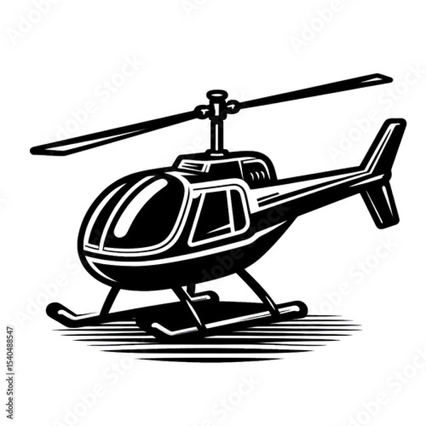 Obraz vector illustration of a helicopter, helicopter, black and white, image, vector, wallpaper