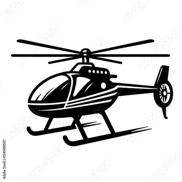 Obraz vector illustration of a helicopter, helicopter, black and white, image, vector, wallpaper