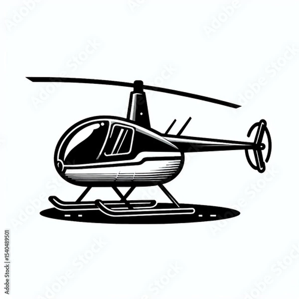 Obraz vector illustration of a helicopter, helicopter, black and white, image, vector, wallpaper