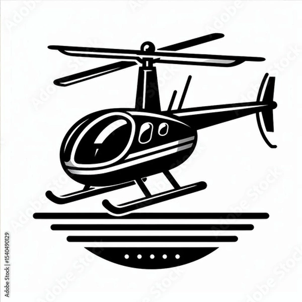 Obraz vector illustration of a helicopter, helicopter, black and white, image, vector, wallpaper
