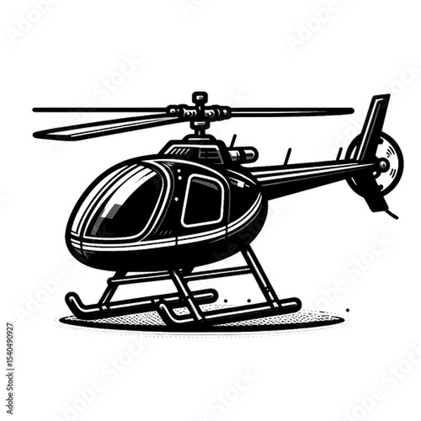Obraz vector illustration of a helicopter, helicopter, black and white, image, vector, wallpaper