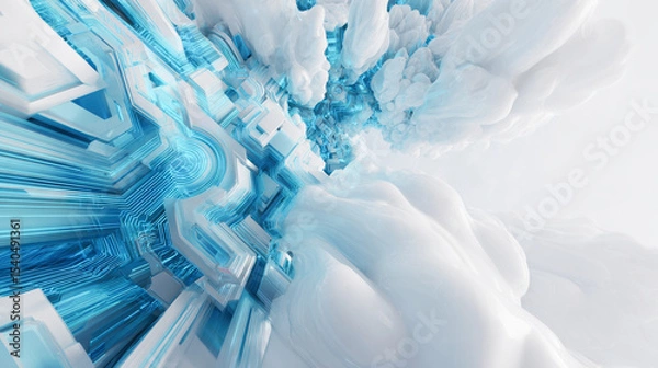 Fototapeta Blue abstract futuristic technology composition
