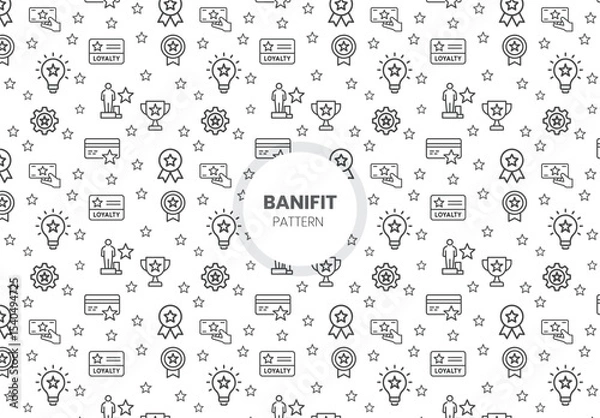 Fototapeta Vector set of design templates and elements for Employee Benefits in trendy linear style - Seamless patterns with linear icons related to Employee Benefits - Vector
