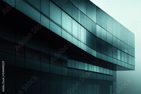 Obraz Abstract Steel Facade Composition with Bold Modern Lines and Glass Details
