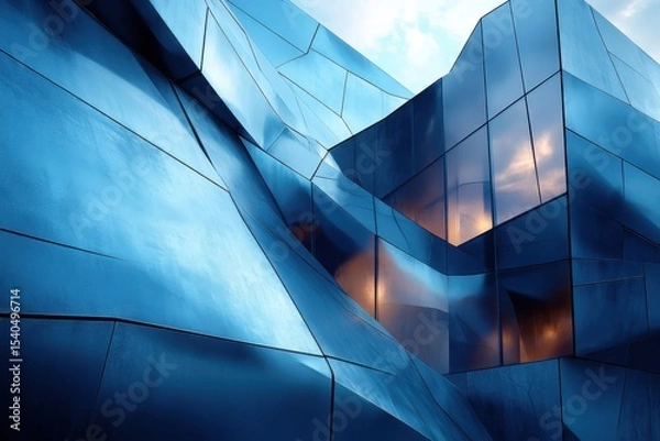 Obraz Abstract Modern Steel Facade Composition with Bold Lines and Reflective Surfaces