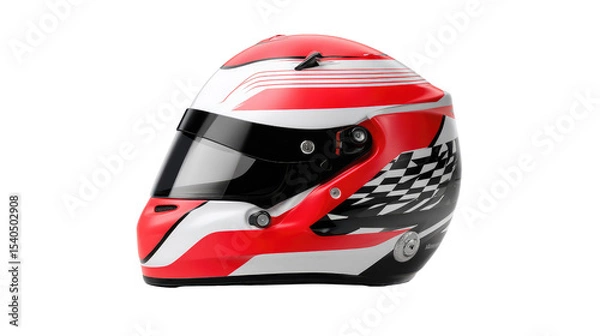 Fototapeta Racing Helmet Design: A close-up shot of a vibrant racing helmet, showcasing its sleek design, aerodynamic features, and bold color scheme, symbolizing speed, safety, and the thrill of motorsports.