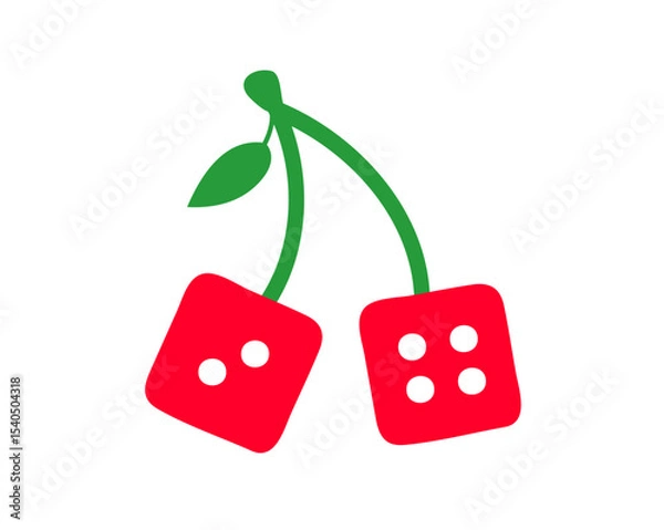 Obraz red cherry dice sign symbol on a white background. vector 3d drawing icon.