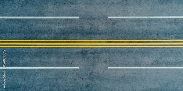 Fototapeta Construction infrastructure highway progress concept. Road surface with yellow and white lane markings.