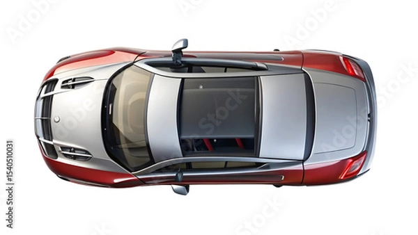 Fototapeta Car Top View – Minimal Overhead Vehicle Perspective on Pure White Background

