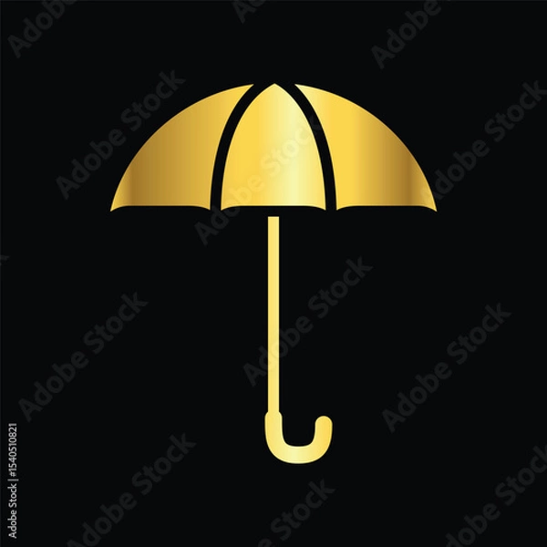Fototapeta gold color umbrella icon , template, flat, design, vector, illustrations, education, style, trendy, collections