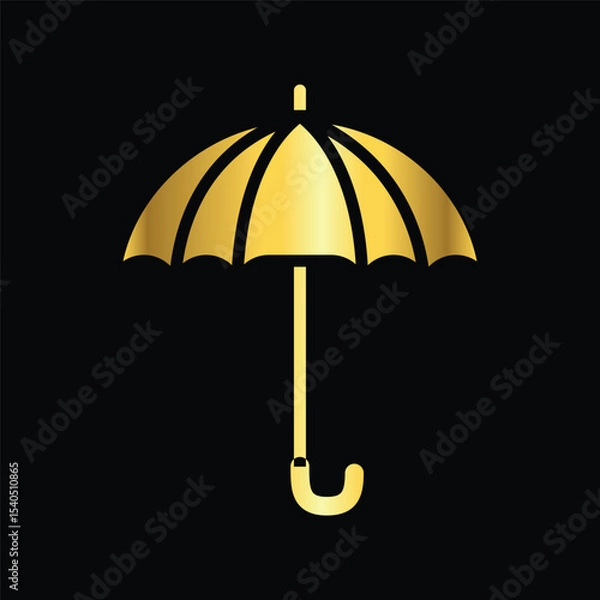 Fototapeta gold color umbrella icon , template, flat, design, vector, illustrations, education, style, trendy, collections