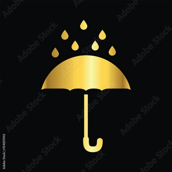 Fototapeta gold color umbrella icon , template, flat, design, vector, illustrations, education, style, trendy, collections