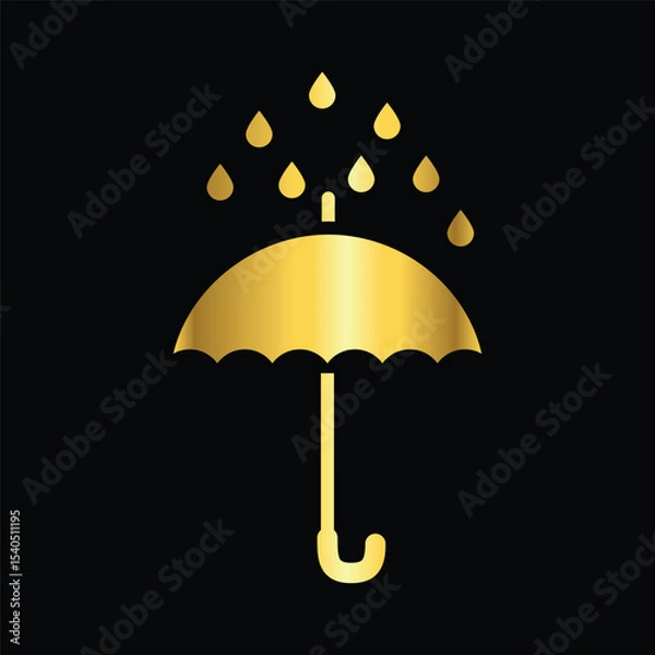 Fototapeta gold color umbrella icon , template, flat, design, vector, illustrations, education, style, trendy, collections