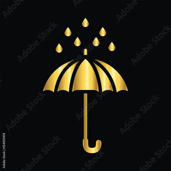Fototapeta gold color umbrella icon , template, flat, design, vector, illustrations, education, style, trendy, collections