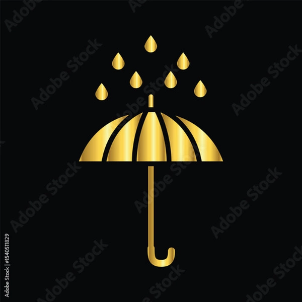 Fototapeta gold color umbrella icon , template, flat, design, vector, illustrations, education, style, trendy, collections