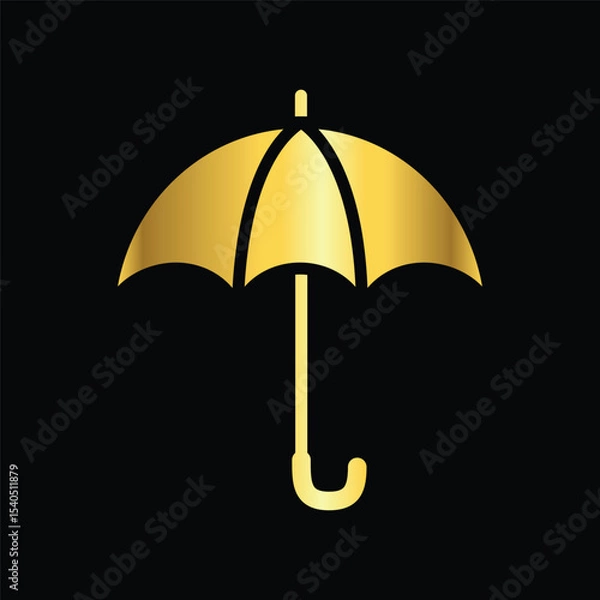 Fototapeta gold color umbrella icon , template, flat, design, vector, illustrations, education, style, trendy, collections