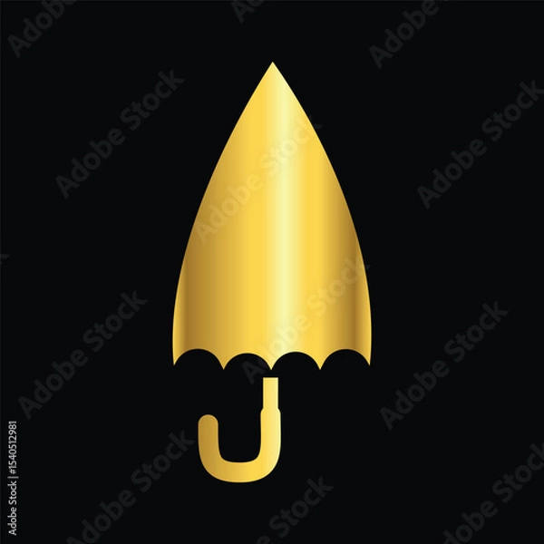 Fototapeta gold color umbrella icon , template, flat, design, vector, illustrations, education, style, trendy, collections