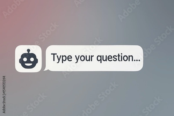 Fototapeta A user-friendly interface with a robot icon prompts a question, offering a gateway to knowledge or assistance, inviting interaction and discovery.