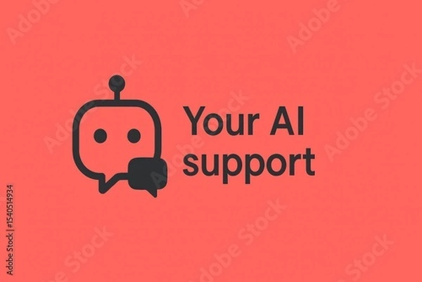 Fototapeta AI chatbot support icon on red wallpaper background.