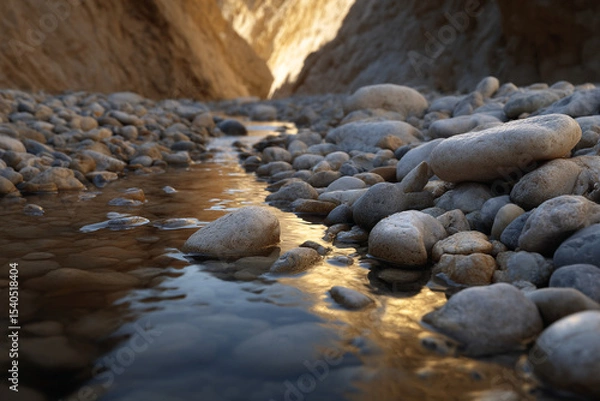 Obraz Smooth stones sunlight reflections narrow canyon.