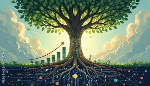 Obraz business graph with trees