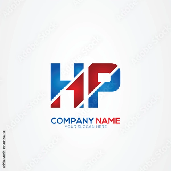 Fototapeta HP or PH Creative Modern Letters Logo Design Element, red and blue