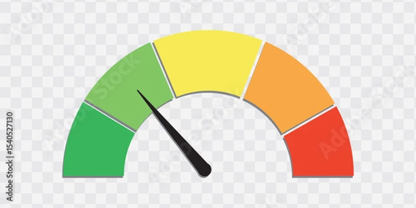 Fototapeta Risk meter from low to high level. isolated on white and black background. vector illustration. 
  Scale meter with low, high and medium bar. Level risk graph or control quality. eps10