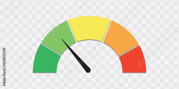 Fototapeta Risk meter from low to high level. isolated on white and black background. vector illustration. 
  Scale meter with low, high and medium bar. Level risk graph or control quality. eps10