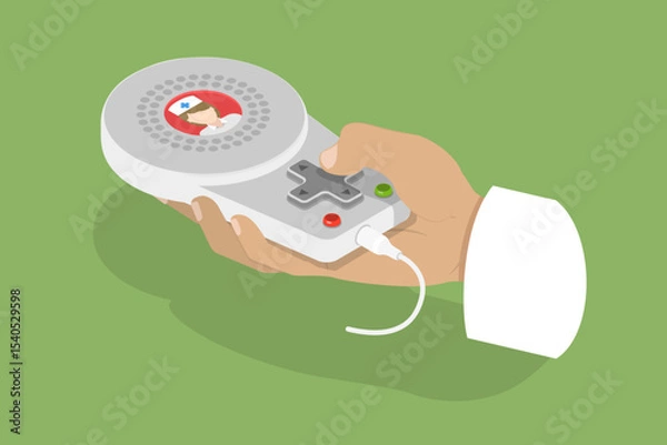 Obraz 3D Isometric Flat Vector Illustration of Medical Alert Button, Hospital Nurse Call Device