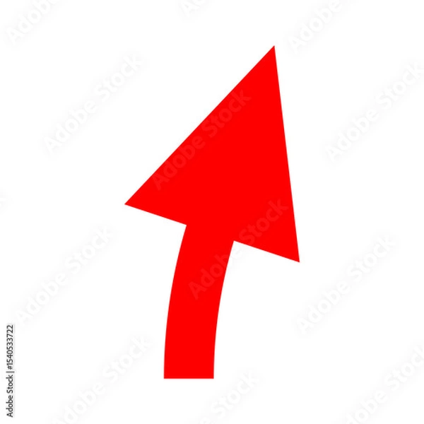 Fototapeta Red arrow cursor pointer icon pointing diagonally up and left on white background for web interface and navigation design
